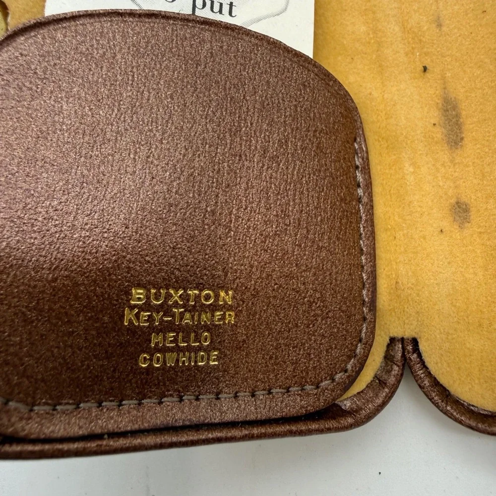 Vintage Lady Buxton Brown Mello Cowhide Wallet and Key Case Set Gold Accents
